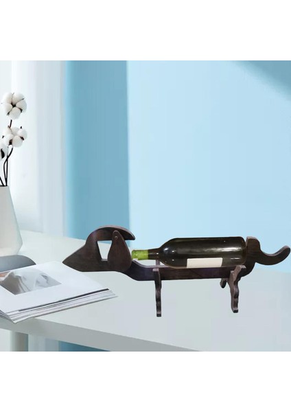 Dachshund Şarap Rafı Ahşap Şarap Şişesi Depolama Ekran Tutucu Koyu Kahverengi indirimleri