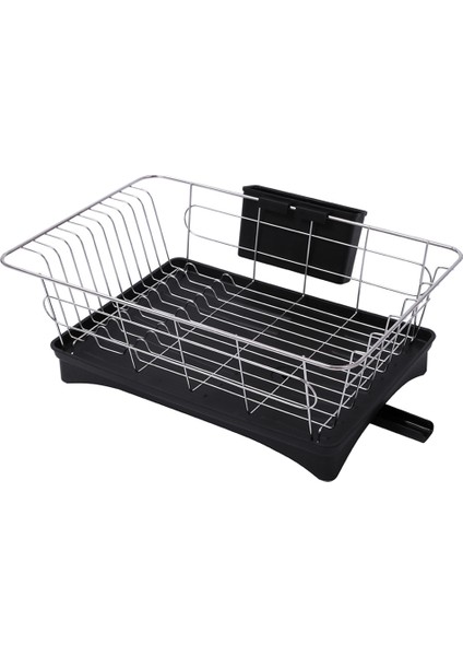Bulaşık Kurutma Rafı Paslanmaz Çelik Süzgeç Mutfak Çatal Bıçak Takımı Depolama Alanı Koruyucu Siyah(Yurt Dışından)