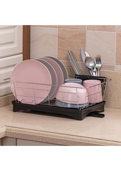 Bulaşık Kurutma Rafı Paslanmaz Çelik Süzgeç Mutfak Çatal Bıçak Takımı Depolama Alanı Koruyucu Siyah(Yurt Dışından) fiyatları
