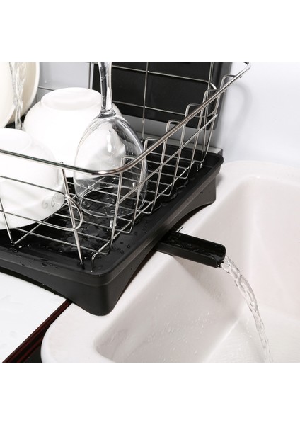 Bulaşık Kurutma Rafı Paslanmaz Çelik Süzgeç Mutfak Çatal Bıçak Takımı Depolama Alanı Koruyucu Siyah(Yurt Dışından) fırsatları