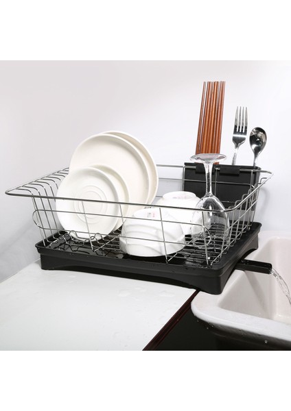 Bulaşık Kurutma Rafı Paslanmaz Çelik Süzgeç Mutfak Çatal Bıçak Takımı Depolama Alanı Koruyucu Siyah(Yurt Dışından) indirimleri