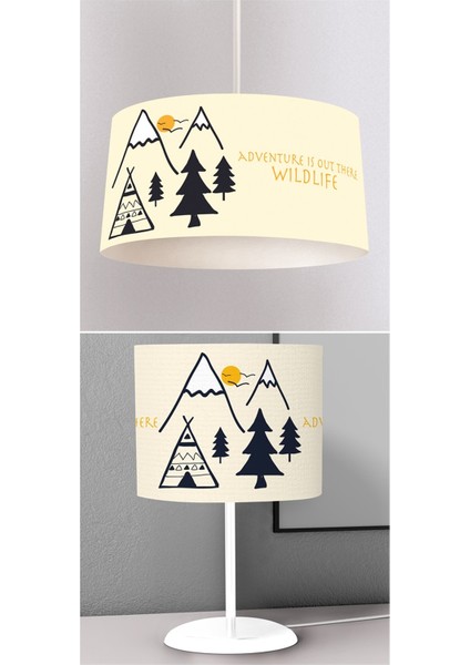 Çocuk Odası Dijital Baskılı Sarkıt Avize ve Masaüstü Abajur Avize Model 042