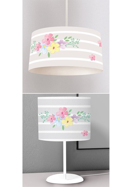 Çocuk Odası Dijital Baskılı Sarkıt Avize ve Masaüstü Abajur Avize Model 089