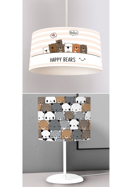 Çocuk Odası Dijital Baskılı Sarkıt Avize ve Masaüstü Abajur Avize Model 214