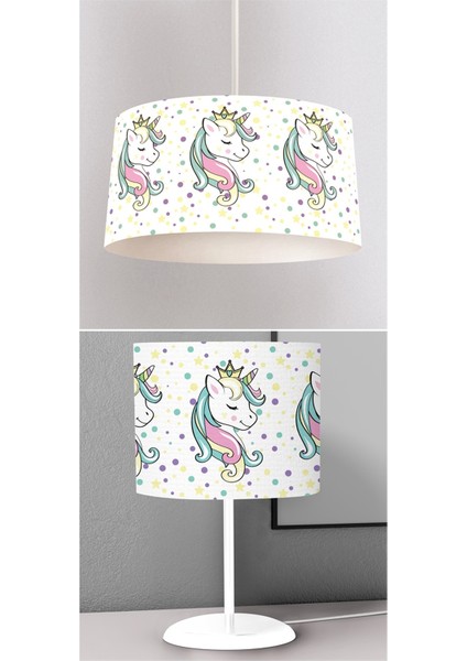 Çocuk Odası Dijital Baskılı Sarkıt Avize ve Masaüstü Abajur Avize Model 261