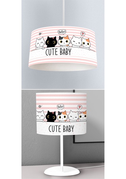 Çocuk Odası Dijital Baskılı Sarkıt Avize ve Masaüstü Abajur Avize Model 218