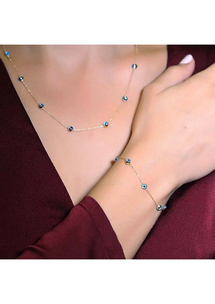 Göz Boncuklu Set 14 Ayar Altın 4.50 Gram