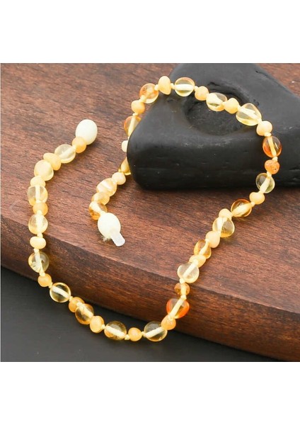 Bebek Damla Kehribar 925 Ayar Gümüş Kolye