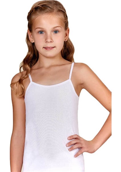 2520 3'lü Paket Ince Askılı Pamuk Kız Çocuk Ribana Atlet