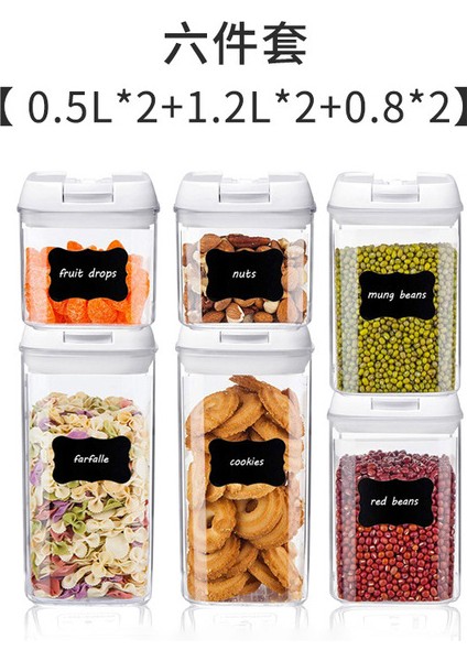 6 Adet Plastik Gıda Depolama Konteyner Kavanoz Kavanoz Kapaklı Mutfak Toplu Mühürlü Conss Buzdolabı Multigin Tank Konteyner Tahıl | Şişeler, Jars Kutular (Yurt Dışından)