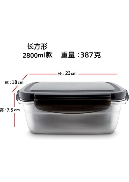 1 Adet Dikdörtgen 2800 Ml Paslanmaz Çelik Saklama Kutusu Gıda Taze Tutma Organizatörleri Buzdolabı Konteynerleri Büyük Kapasiteli Meyve Sebze Kimchi Depolama (Yurt Dışından)