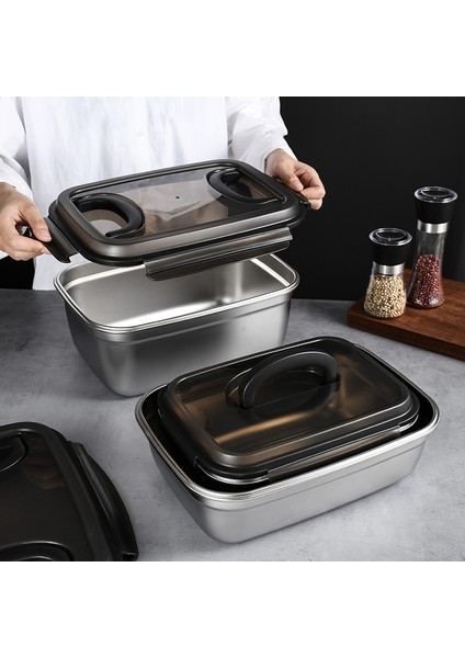 1 Adet Dikdörtgen 2800 Ml Paslanmaz Çelik Saklama Kutusu Gıda Taze Tutma Organizatörleri Buzdolabı Konteynerleri Büyük Kapasiteli Meyve Sebze Kimchi Depolama (Yurt Dışından) modelleri