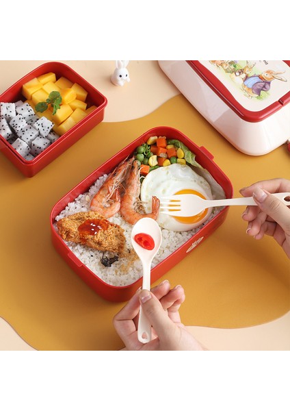 Büyük Karikatür Çocuk Öğle Yemeği Kutusu Sevimli Öğrenci Bento Mikrodalga Yiyecek Depolama İle Bağımsız Kutu Çatalları Kid Kamp Camping(Yurt Dışından)