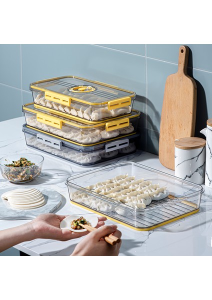 1 Adet Sarı 1.5L Saklama Kutusu Yeni Frigeratör Şeffaf Yumurta Sebze Gıda Sınıfı Pet Plastik Kalınlaşmış Zaman Işleyişi Dondurulmuş Saklama Kutusu(Yurt Dışından)