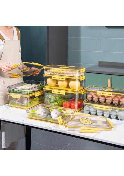 1 Adet Sarı 1.5L Saklama Kutusu Yeni Frigeratör Şeffaf Yumurta Sebze Gıda Sınıfı Pet Plastik Kalınlaşmış Zaman Işleyişi Dondurulmuş Saklama Kutusu(Yurt Dışından)