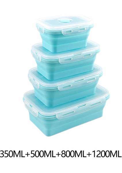 4 Adet Mavi Gıda Saklama Kapları Kapaklı Silikon Katlanabilir Bpa Ücretsiz Öğle Yemeği Meyve Salatası Kutusu Seti Reezer Mikrodalga Edilebilir | Öğle Yemeği Kutuları (Yurt Dışından)