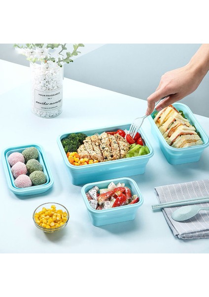 4 Adet Mavi Gıda Saklama Kapları Kapaklı Silikon Katlanabilir Bpa Ücretsiz Öğle Yemeği Meyve Salatası Kutusu Seti Reezer Mikrodalga Edilebilir | Öğle Yemeği Kutuları (Yurt Dışından) fiyatları
