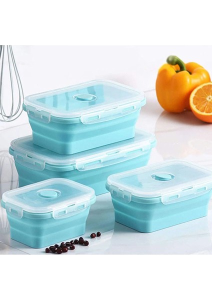4 Adet Mavi Gıda Saklama Kapları Kapaklı Silikon Katlanabilir Bpa Ücretsiz Öğle Yemeği Meyve Salatası Kutusu Seti Reezer Mikrodalga Edilebilir | Öğle Yemeği Kutuları (Yurt Dışından) modelleri