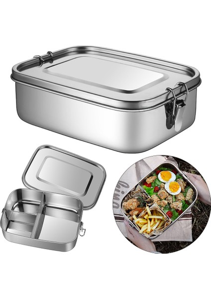 1 Adet 1200 Ml Paslanmaz Çelik Öğle Yemeği Konteyner Bento Gıda Konteyner Snack Gıda Saklama Kabı Kaçak Geçirmez Akşam Yemeği Öğle Yemeği Kutusu | Öğle Yemeği Kutuları (Yurt Dışından)