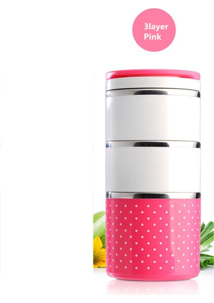 3 Layer Pembe Sevimli Termal Öğle Yemeği Kutusu Bento Kutusu Karikatür Sızdırmaz Gıda Saklama Kabı Paslanmaz Çelik Çocuklar Için Kadınlar Hediye | Öğle Yemeği Kutuları (Yurt Dışından)