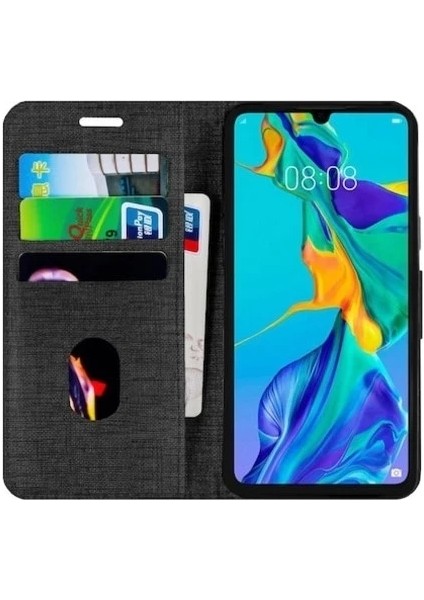 Oppo A15S Cüzdanlı Kılıf Kumaş Desenli Standlı Kapaklı Kartlıklı+Nano Cam Ekran Koruyucu