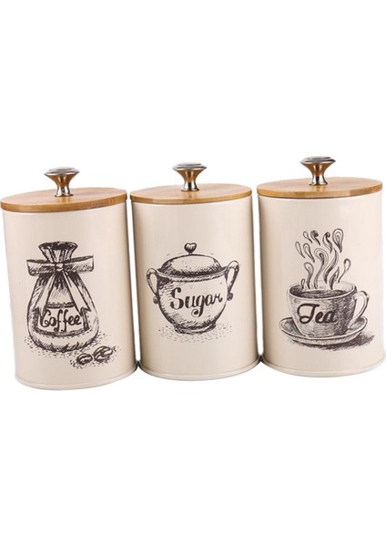 3 Paket Gıda Depolama Kapları Kapaklı Retro Tasarım Metal Kavanoz Mükemmel Kutu Şekeri Çay, Kahve, Şeker Servisi | Şişeler, Kavanozlar Ve Kutular (Yurt Dışından)