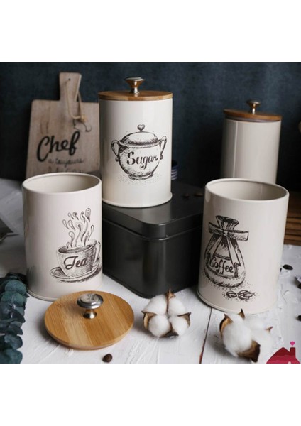3 Paket Gıda Depolama Kapları Kapaklı Retro Tasarım Metal Kavanoz Mükemmel Kutu Şekeri Çay, Kahve, Şeker Servisi | Şişeler, Kavanozlar Ve Kutular (Yurt Dışından)