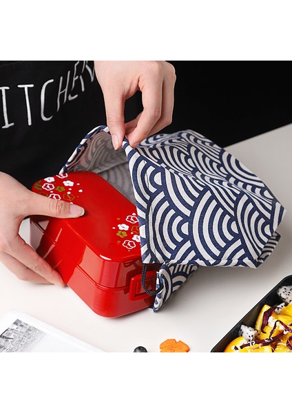 Çanta Kaşık İle Öğle Yemeği Kutusu Chopstakes 2 Katmanlı Mikrodalga Öğle Yemeği Kutusu Japon Ahşap Bento Kutusu Çocuklar Için Gıda Konteyner Depolama Taşınabilir(Yurt Dışından)
