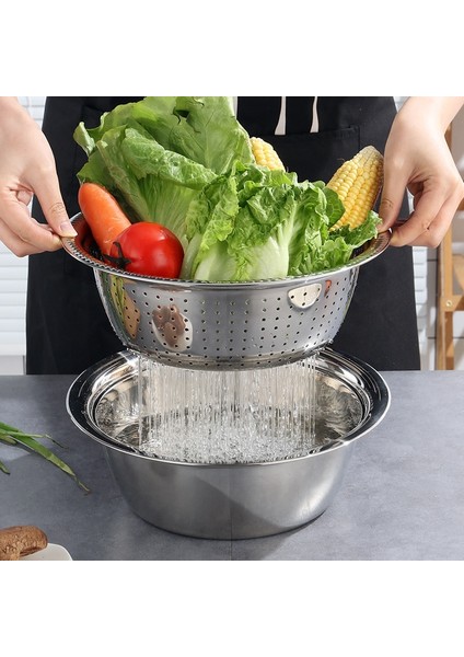 3 In 1 Çok Fonksiyonlu Paslanmaz Çelik Sebze Kesici Havzası Lavabo Mutfak Kevgir Rende Örgü Sepet Sebze Yıkama Kase | Manuel Dilimleyiciler (Yurt Dışından)