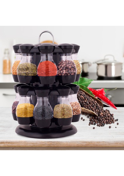 16 Adet Çeşni Seti 360 Dönen Baharat Kavanoz Raf Mutfak Cruet Çeşni Şişe Kahve Şeker Seal Kavanoz Konteyner Raf | Şişeler, Kavanozlar Ve Kutular (Yurt Dışından)