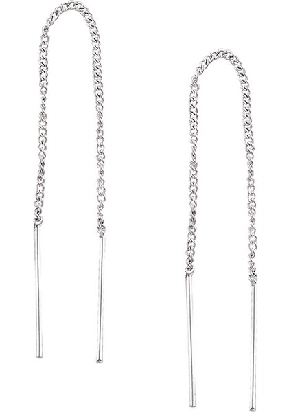 Gümüş Sade Zincir Küpe