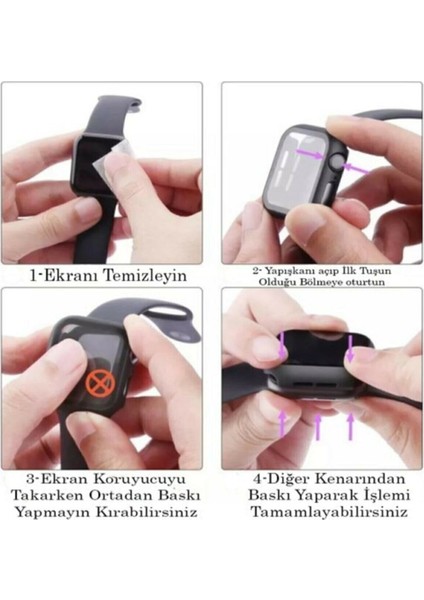 Watch Seri 6 5 4 3 2 Se 38MM Silikon Kordon + Ekran Koruyucu+Kasa Koruyucu Set