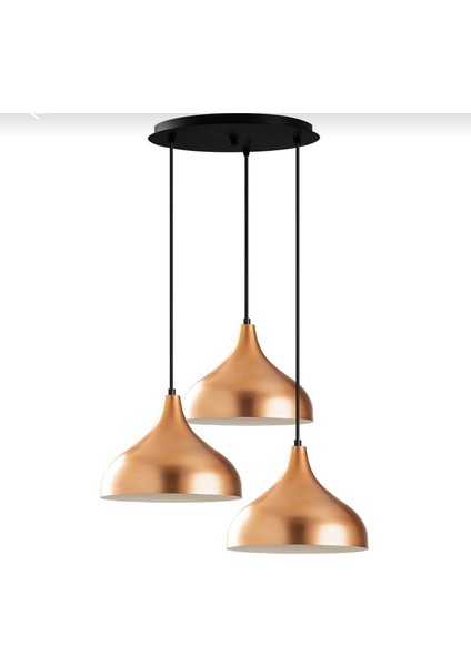 Mina Retro Metal Dekoratif 3 Lü Bakır Modern Rustik Sarkıt