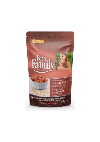 Pets Family Yetişkin Kediler Için Somon Etli Mama 3X85GR