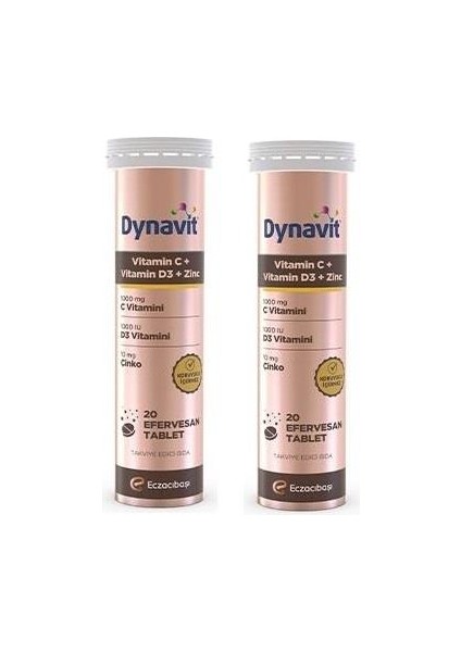 Vitamin C + Vitamin D3 + Zinc Efervesan 20 Tablet 2 Adet