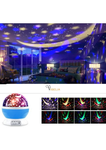 Starmaster 3 Kalem Pilli + 5 Volt Yıldız Yansıtmalı Küre Tip Gece Lambası