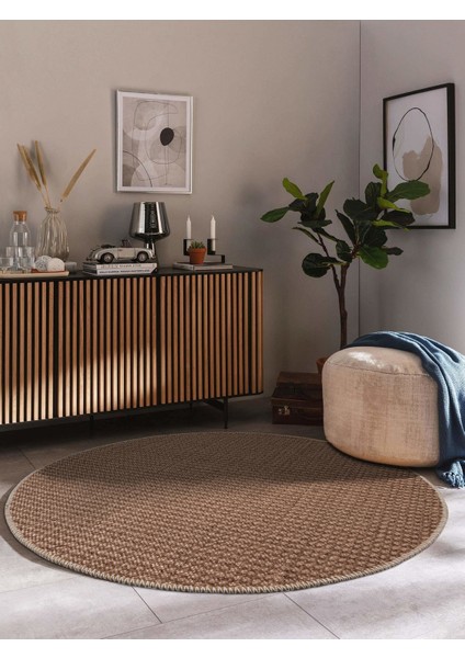 Jutz Yuvarlak Doğal Jüt Kilim