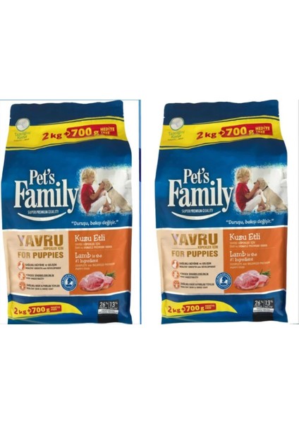 Pets Family Yavru Köpek Maması Kuzu Etli 2700 gr (1 Adet)