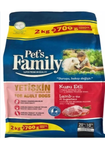 Pets Family Yetişkin Köpek  Maması Kuzu Etli 2700 gr (1 Adet)