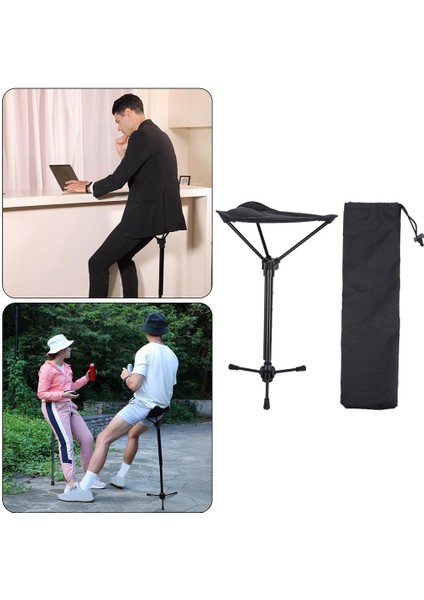 Slacker Sandalye Taşınabilir Katlanabilir Kamp Tri-Bacak Tabure Beach Hiking Veranda Siyah