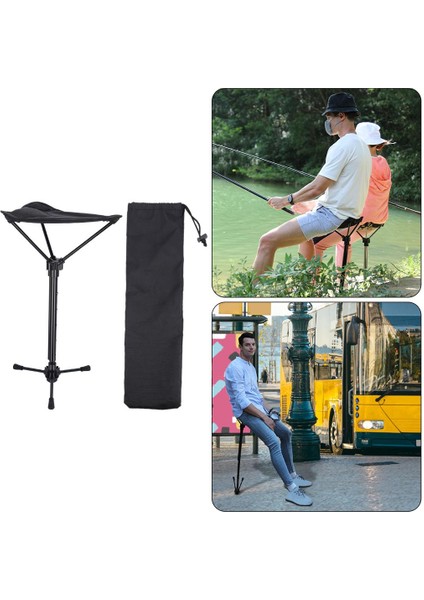 Slacker Sandalye Taşınabilir Katlanabilir Kamp Tri-Bacak Tabure Beach Hiking Veranda Siyah