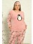 Kadın Uzun Kollu Cepli Polar Büyük Beden Pijama TAKIMI1884 2