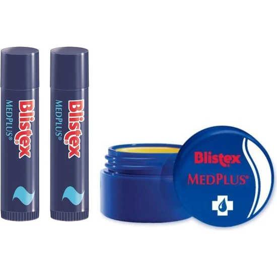 Blistex Kuru ve Çatlamış Dudaklara Onarıcı ve Ferahlatıcı Dudak Bakım Kremi- Med Plus Stick 4.25g +Kuru ve Çatlamış Dudaklara Onarıcı ve Ferahlatıcı Dudak Bakım Kremi (kavanoz) Medplus Jar 7 Ml