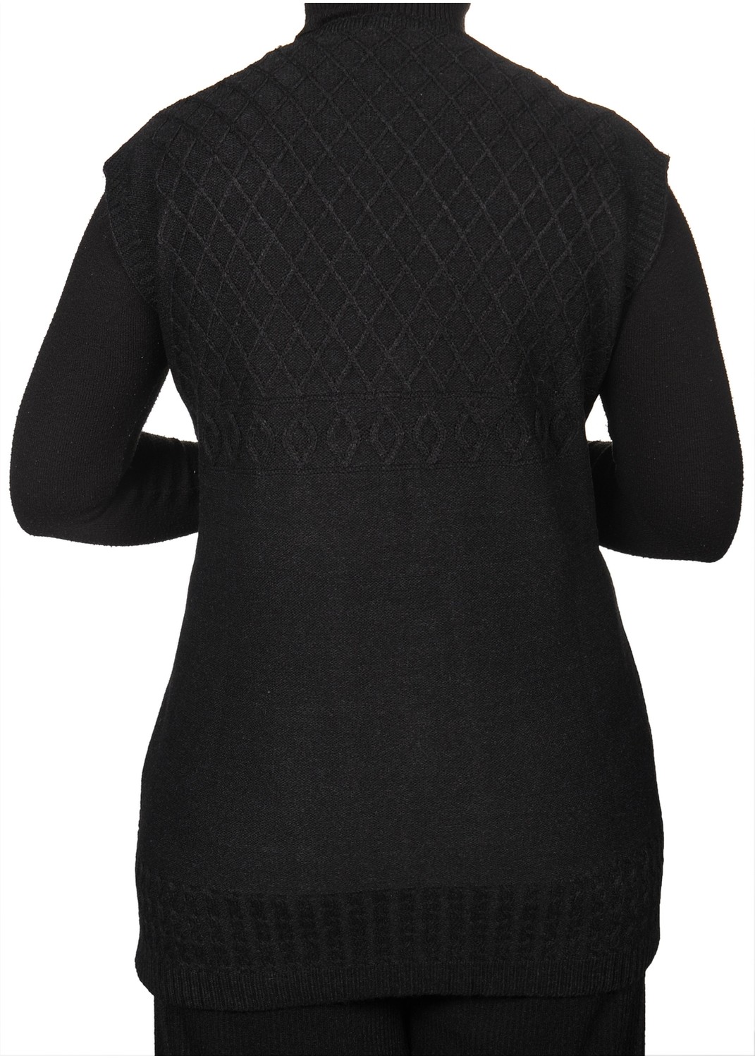 Fresh Moda Büyük Beden Kadın Koyu Krem Düğmeli Yelek görsel 4