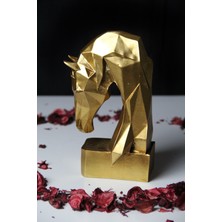 Doremcy Gold  Dekoratif At Başı Kübik Hediyelik  Biblo