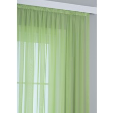 Gauze Fabric Design Kullanıma Hazır Sade Yeşil Tül Perde (1'e 2.5 Orta Pile)