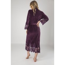 Nuşa Dantelli Bambo Cotton Bayan Sabahlık Bornoz