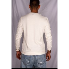 Eliesar Elite  Beyaz Renk Beyaz Çizgi Detaylı Erkek Sweatshirt