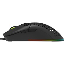 Delux M700BU Rgb 67G Ultra Hafif Kablolu Oyuncu PMW3389 Sensörlü 16000 Dpı Mouse Siyah