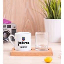 Hediye Dükkanı Kişiye Özel  Jandarma Ahşap Sunumlu Türk Kahvesi Fincanı